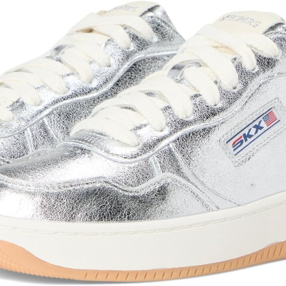 Women's Metallic Sneakers Casual Lace-Up Court Style Comfort Rubber Sole